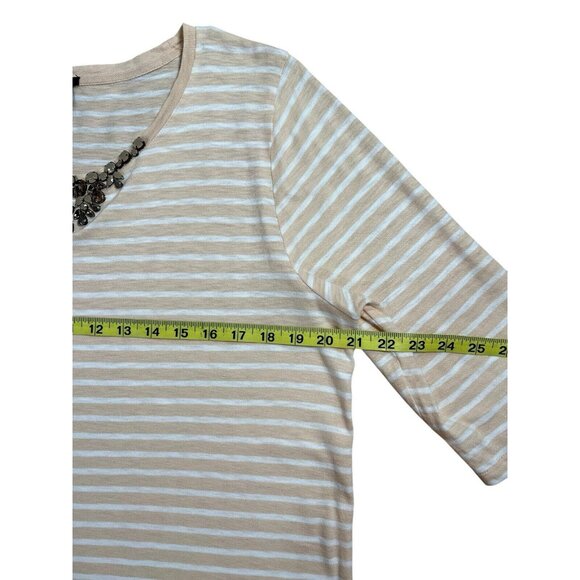 J CREW Women’s XL Striped Top t-shirt Short Sleeves Stretch Cotton Beaded - Picture 5 of 6